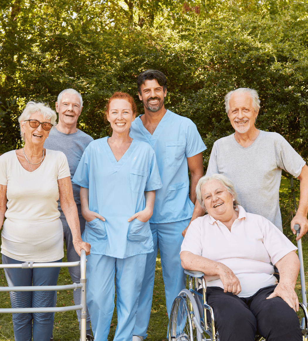 Friendly disability support workers with seniors receiving personalised care services in West End, Brisbane.